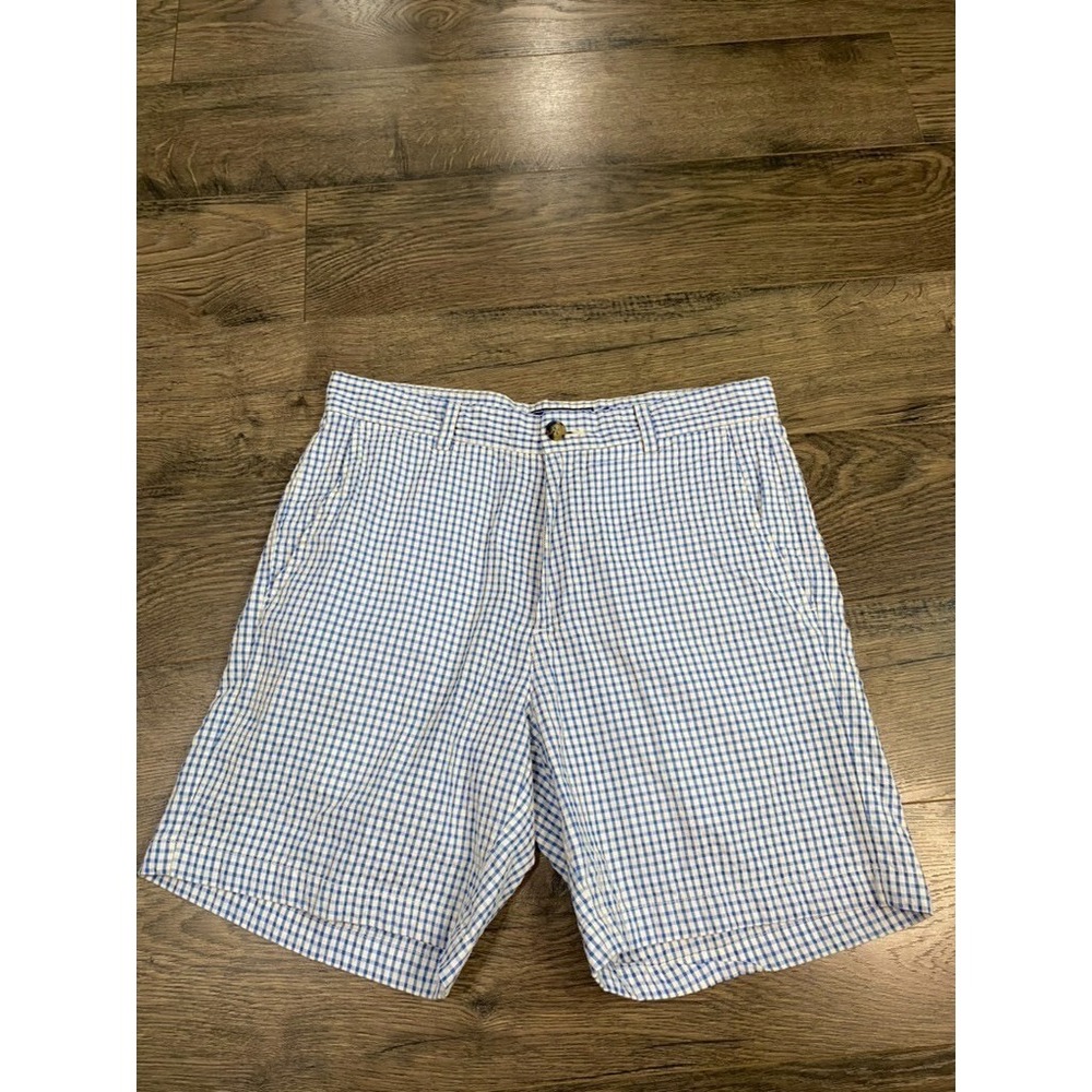 Men's Blue and White Gingham Shorts - Classic Summer Style